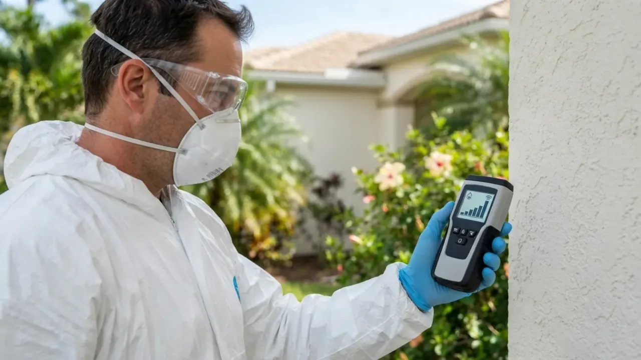 Mold Removal & Remediation in Florida: close-up of a moisture meter display showing a graph indicating moisture levels